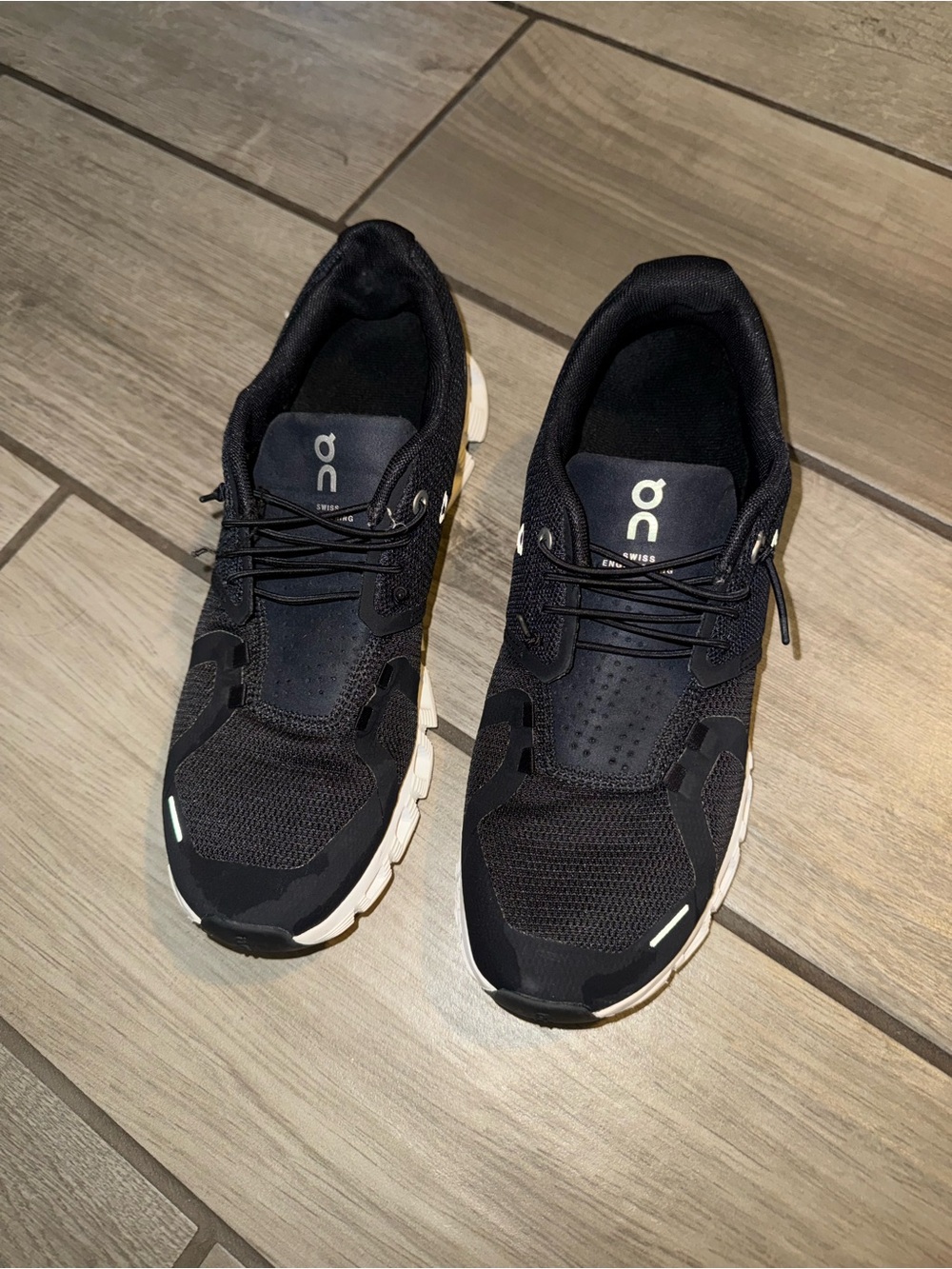 On Cloud Women's Black Athletic Sneakers with White Sole